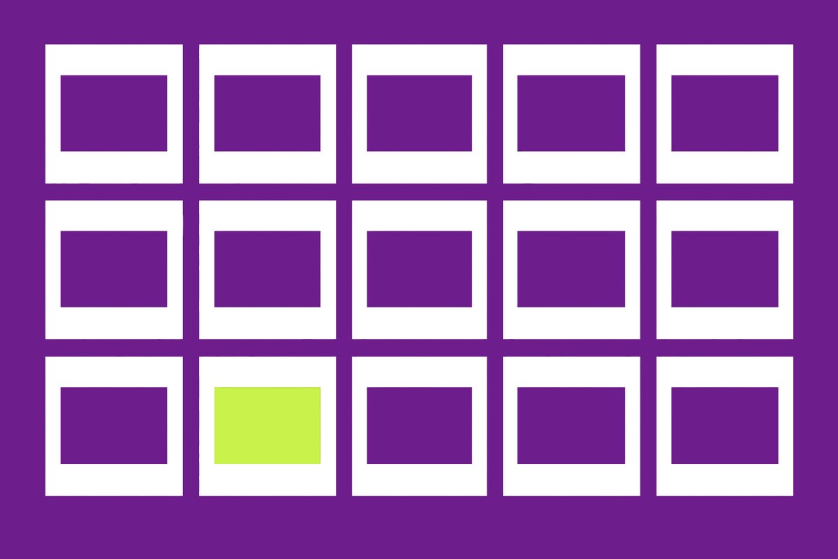 A grid of small squares, one of them outlined more brightly than the rest.