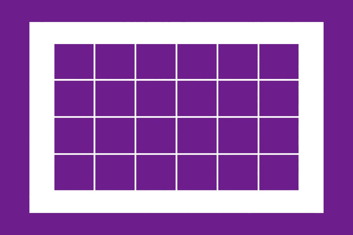 A single square frame, its opening divided into unequal panels.