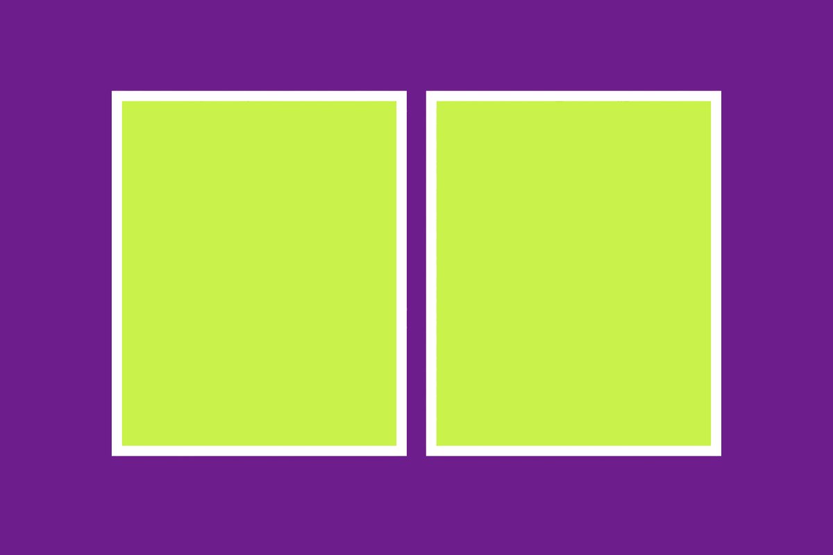 Two equal framed squares side by side, with a gap between them.