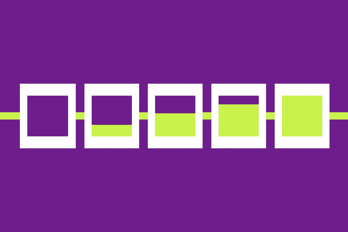 Five circles on one horizontal line, each filled further than the last.